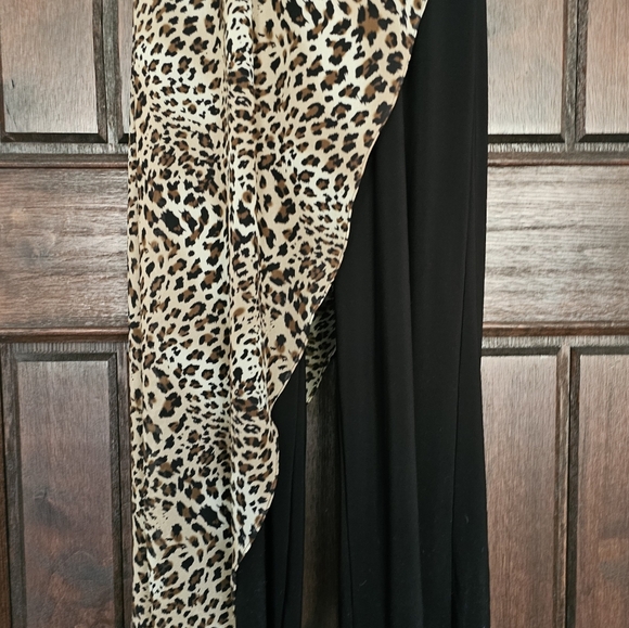 Last Tango Leopard Print Jumpsuit with Chiffon Overlay Large - Picture 11 of 17